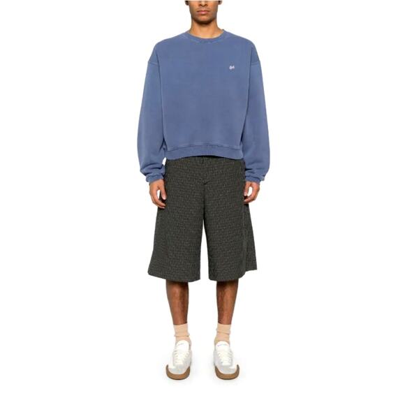 Farfetch ERL Script Crewneck Pullover Sweatshirt Men's Blue Size S - Picture 1 of 12